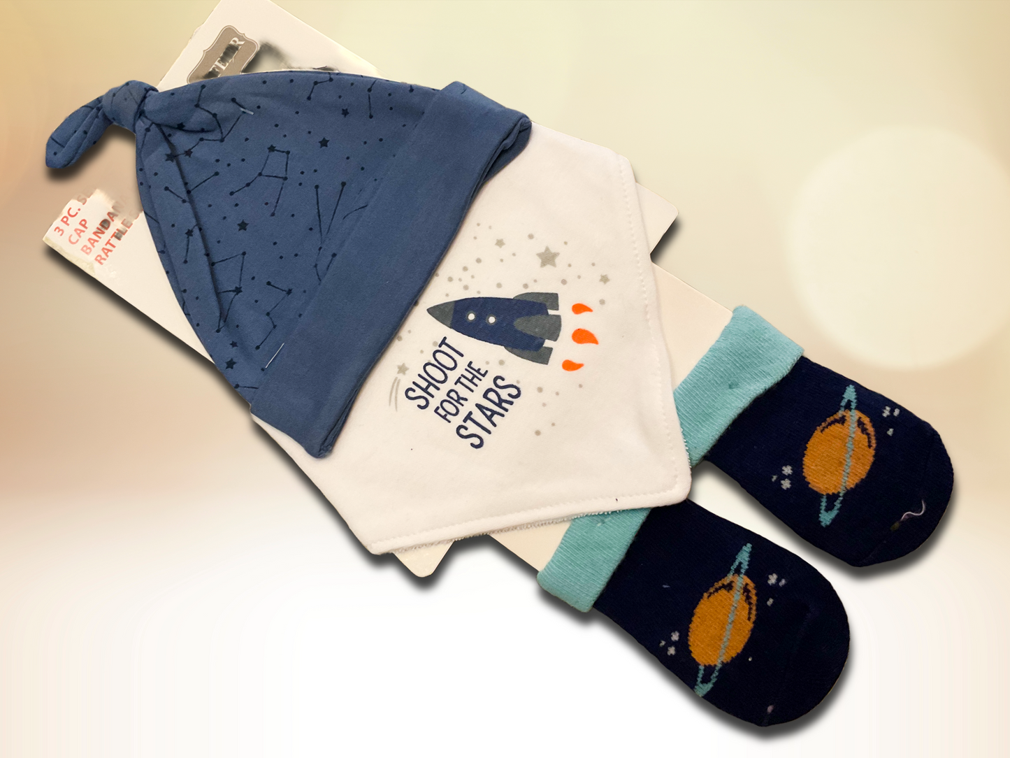 🚀 Little Astronaut 3-Piece Set – “Shoot for the Stars” Baby Gift Set 🌟