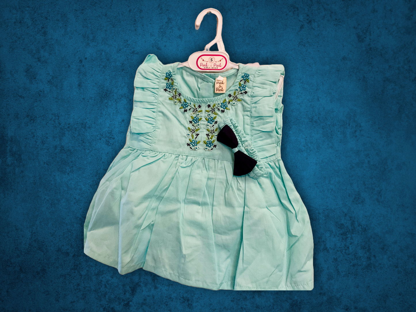 Sky Blue Floral Embroidered Dress
