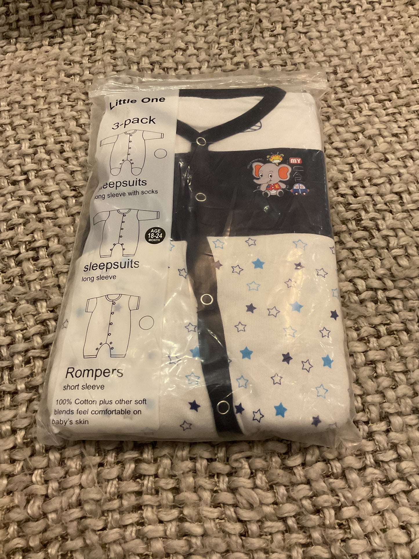 Little One 3-Pack Baby Sleepsuits & Romper Set