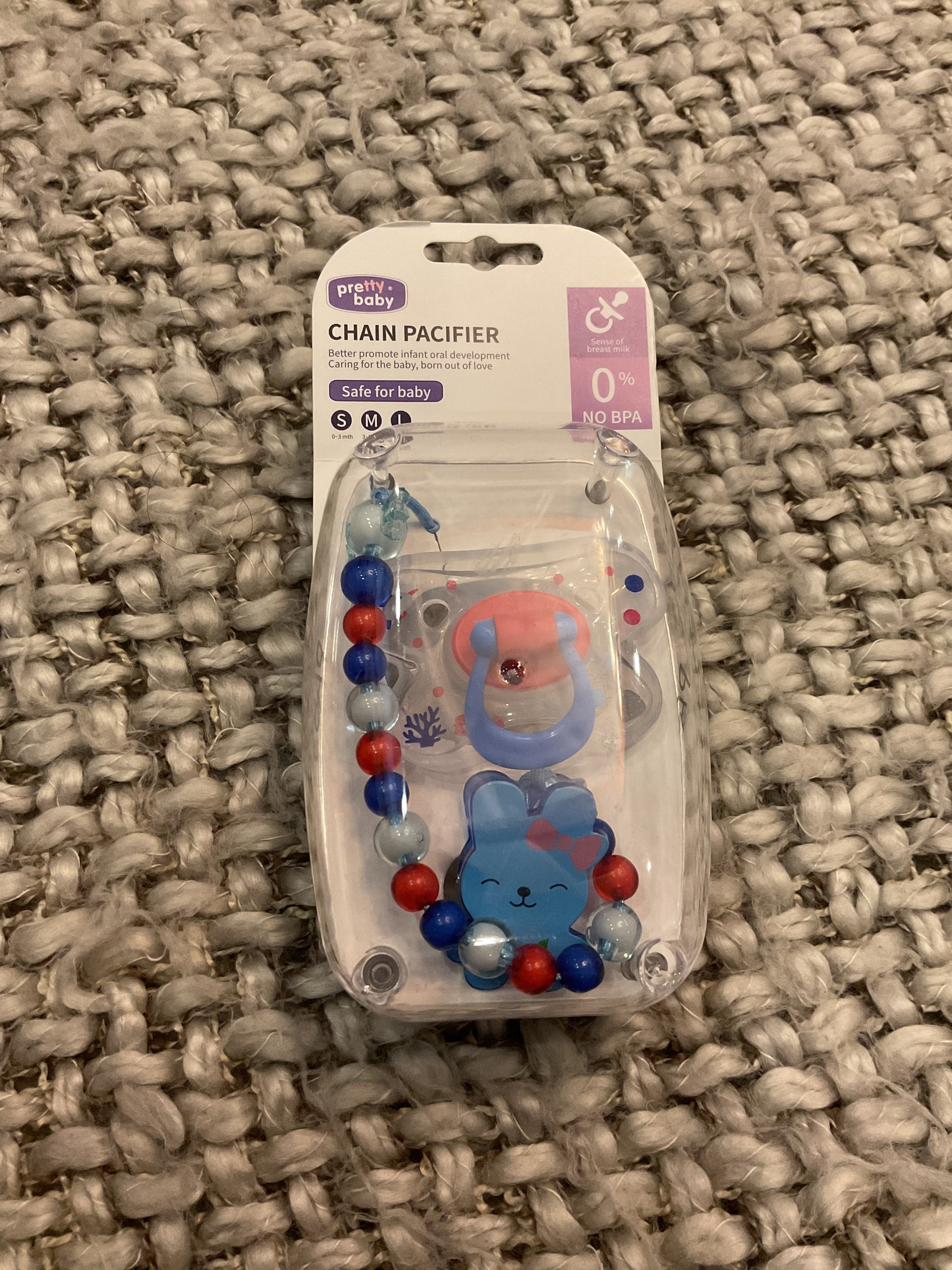 Pretty Baby Chain Pacifier Set – BPA-Free with Soft Beaded Clip & Bunny Charm