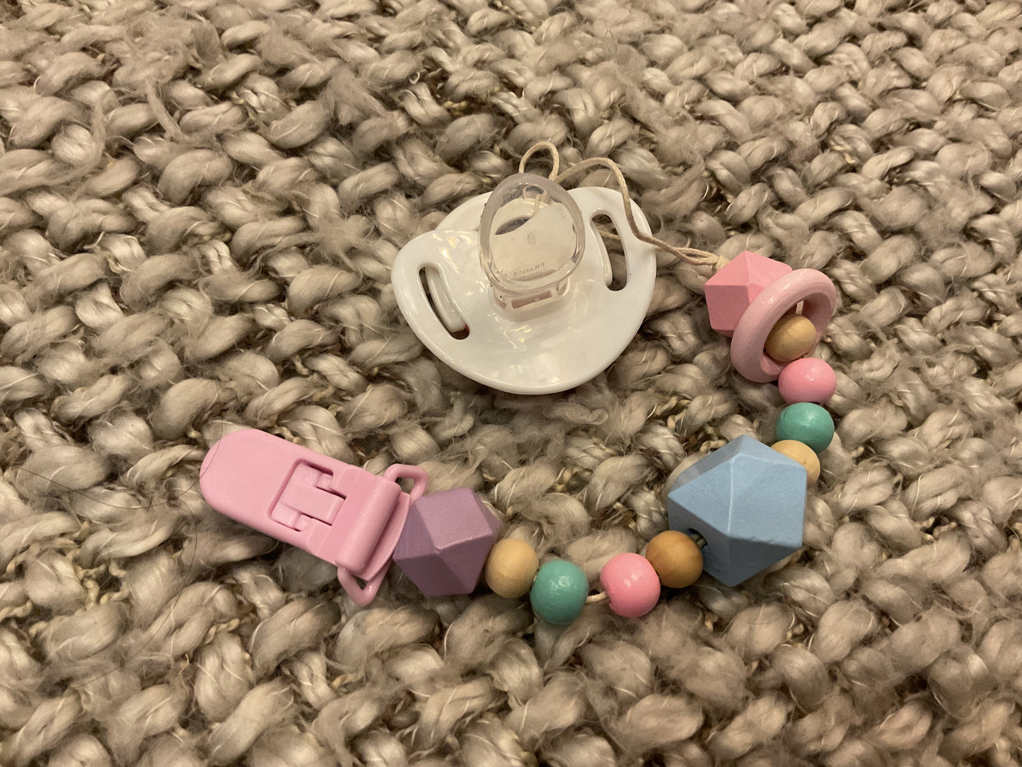 Colorful Baby Pacifier with Beaded Clip – BPA-Free & Handcrafted