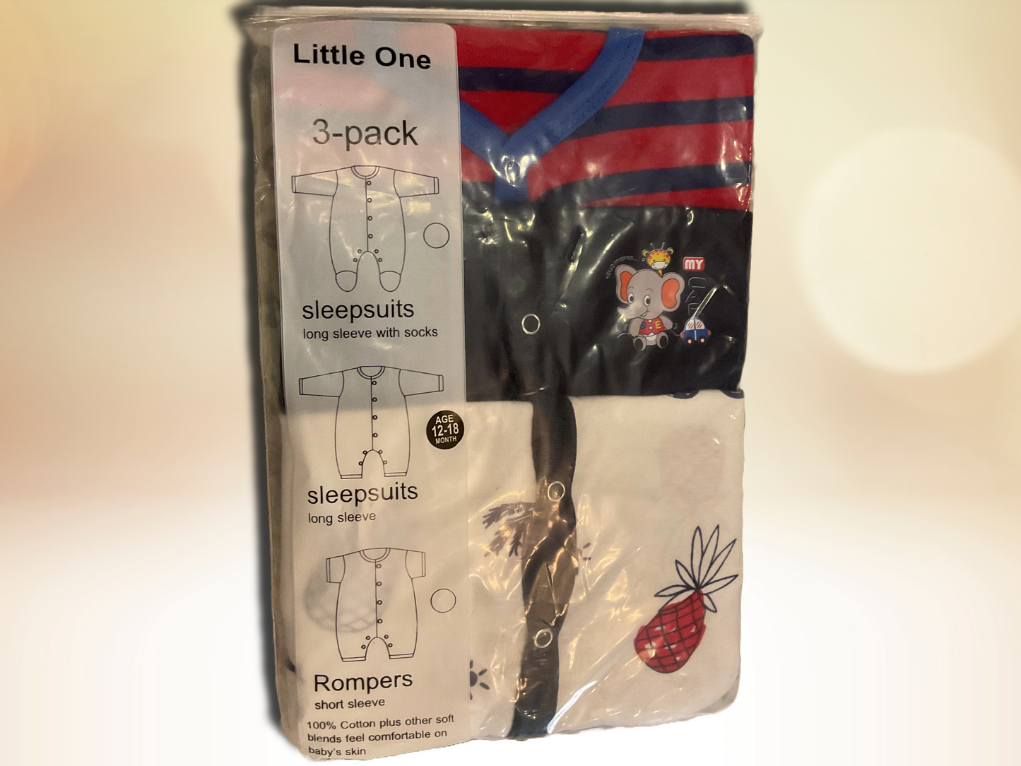 🧸 Snuggle Squad – 3-Pack Baby Sleepsuit Set 🌙