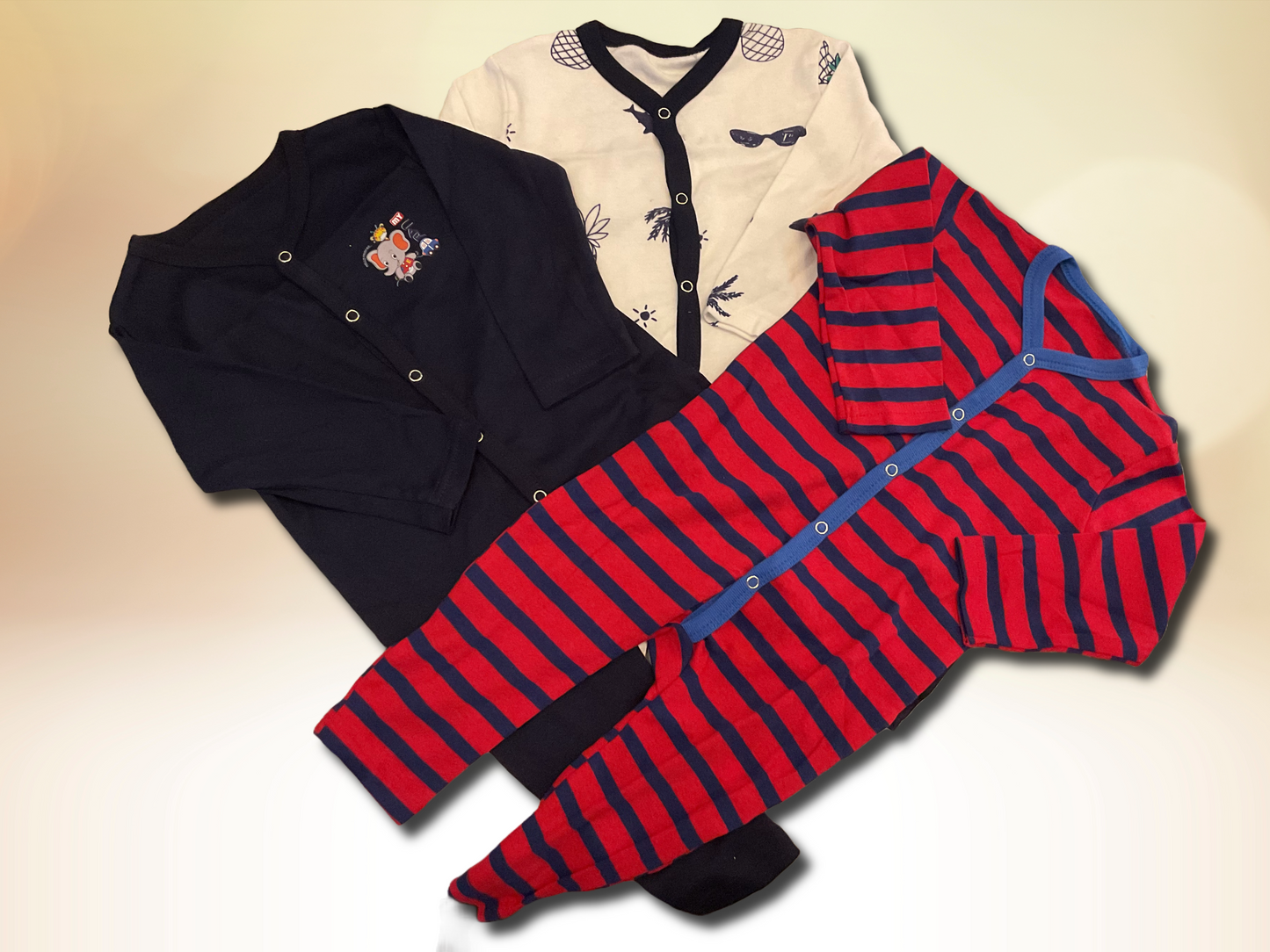 🧸 Snuggle Squad – 3-Pack Baby Sleepsuit Set 🌙