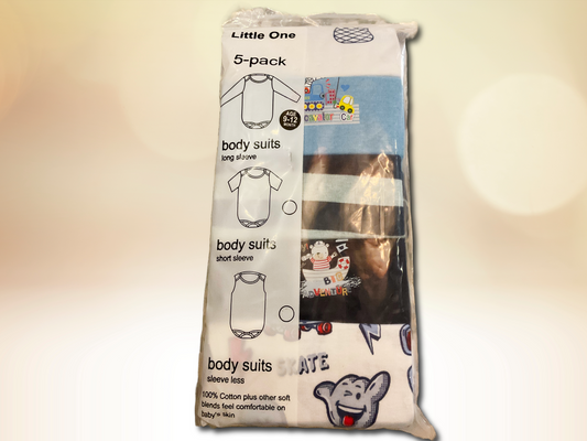 👶 Little One’s Big Adventure – 5-Pack Baby Bodysuits Set 🌈