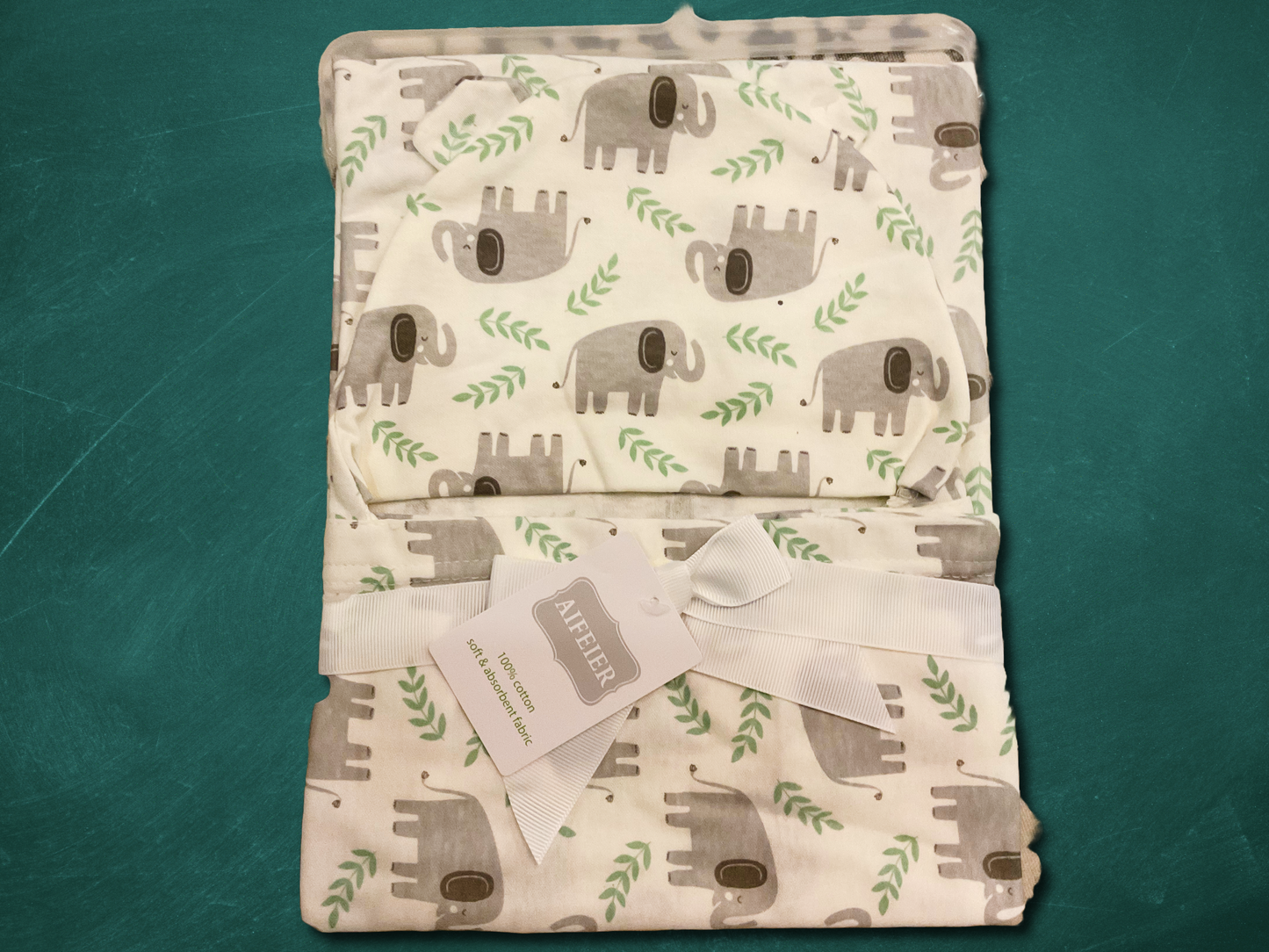 🐘 Ele-fun Snuggles – Elephant Print Cotton Baby Wrapping Sheet 🐘