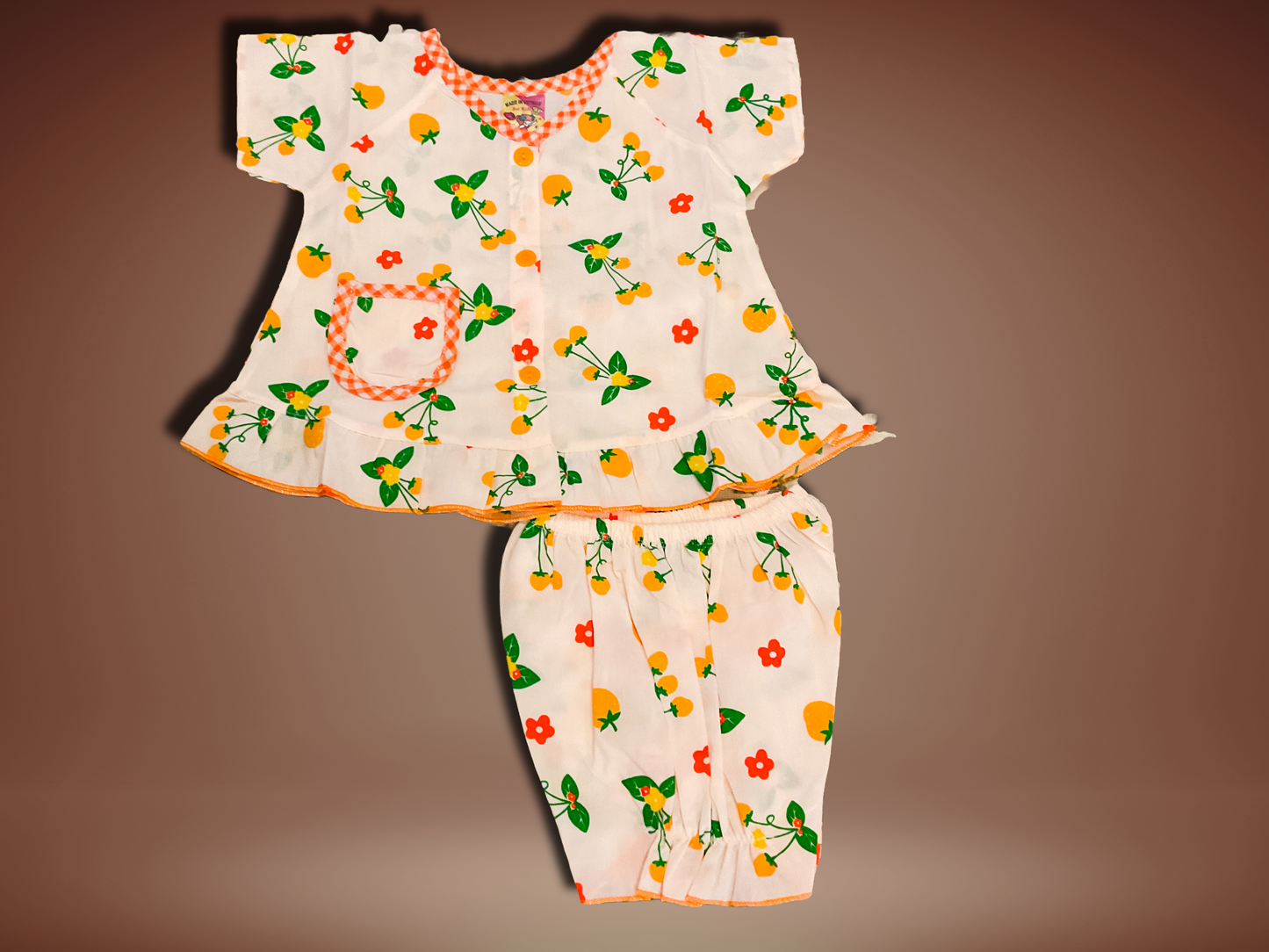 Green Floral Print Cotton Top & Shorts Set – Baby Girls’ Casual Wear