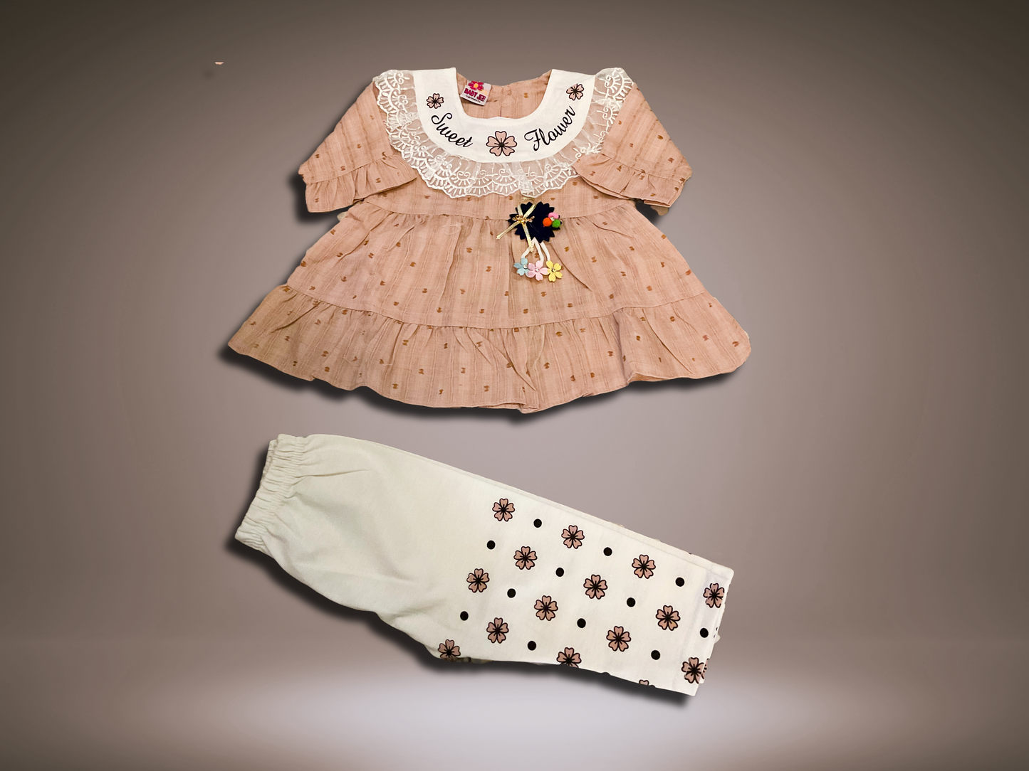 “Sweet Flower” Baby Girl Frock & Leggings Set – Stylish & Comfortable