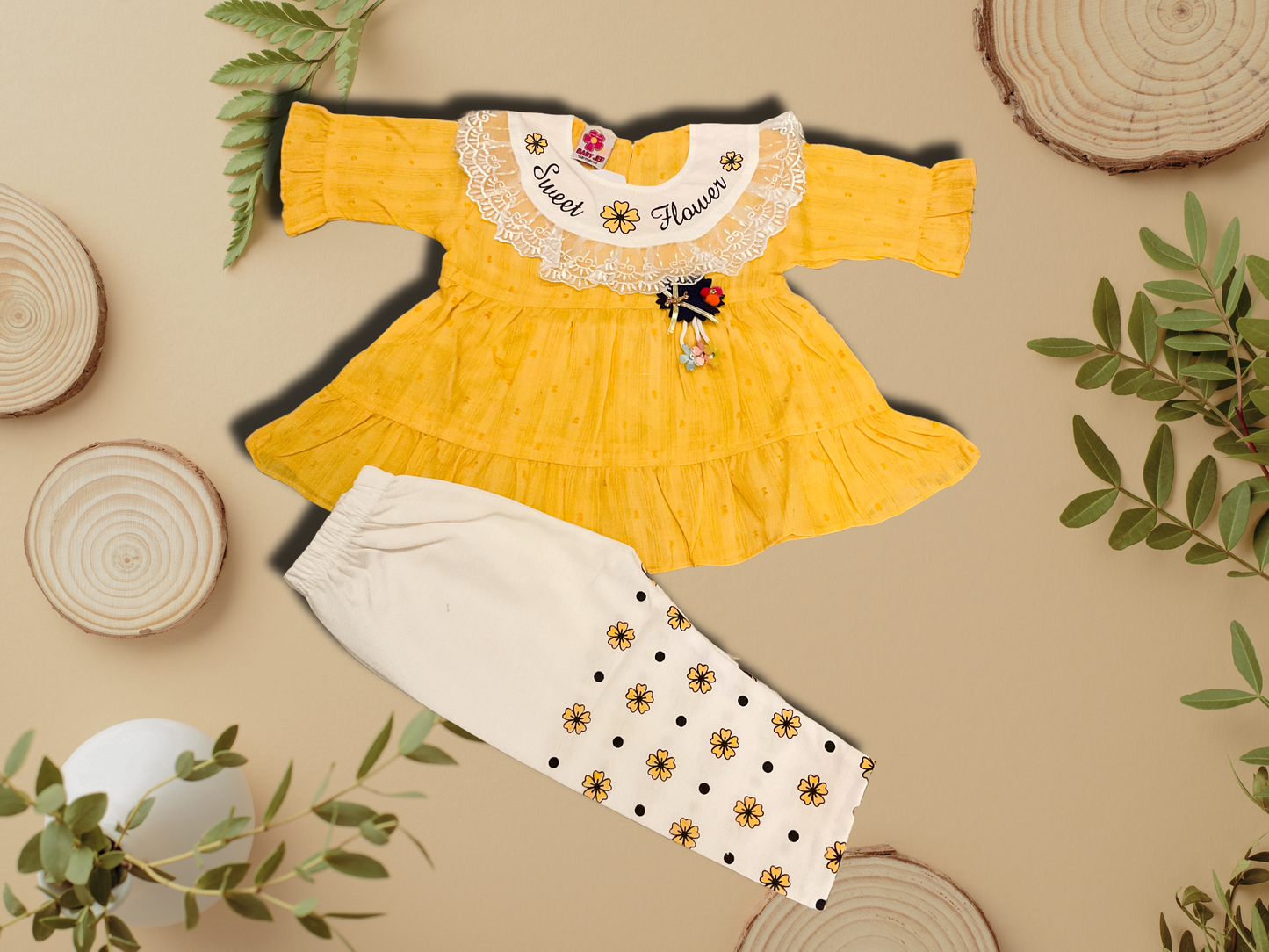 “Sweet Flower” Baby Girl Frock & Leggings Set – Stylish & Comfortable