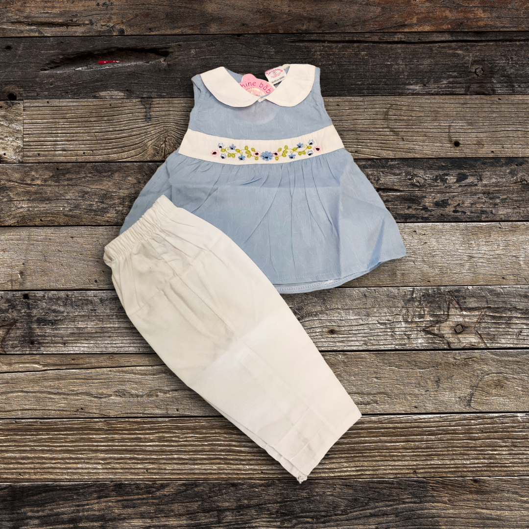 Blue and Cream Outfit Set