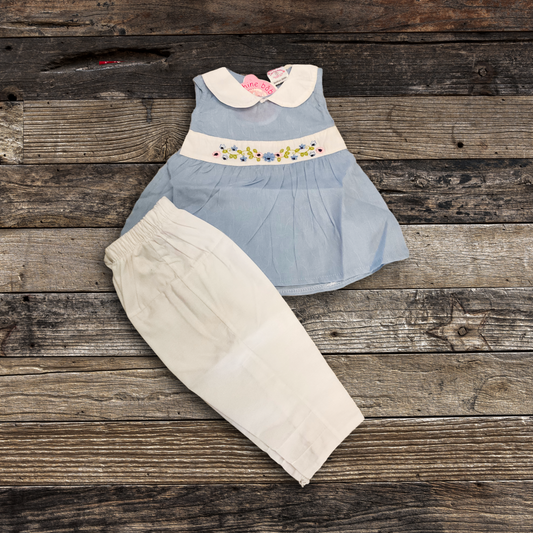 Blue and Cream Outfit Set