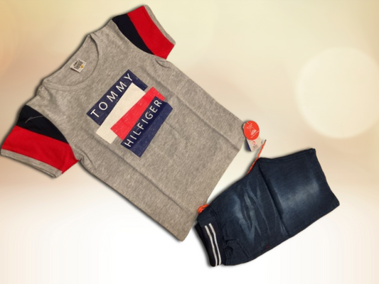 Boys' Designer-Inspired T-Shirt & Denim Shorts Set