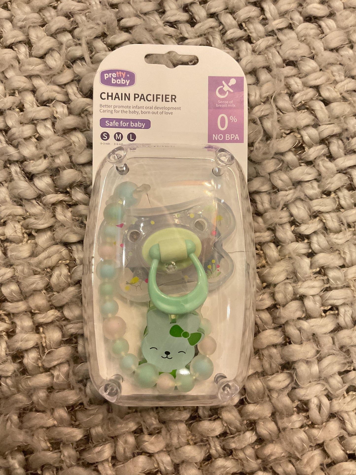 Pretty Baby Chain Pacifier Set – BPA-Free with Soft Beaded Clip & Bunny Charm