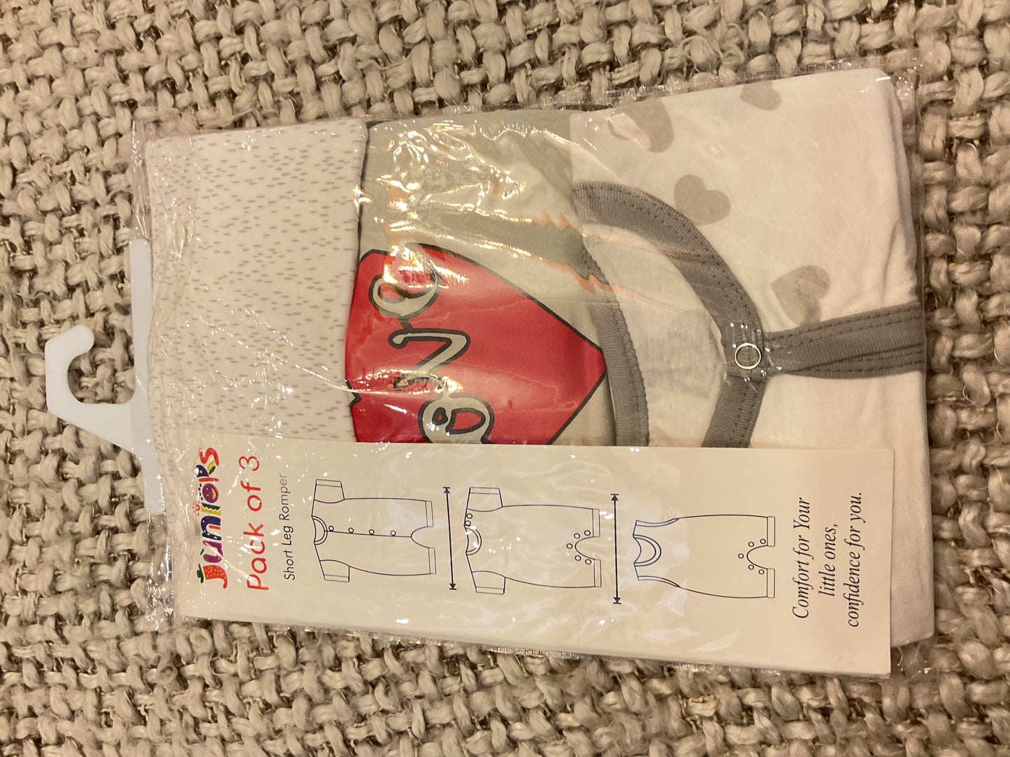 Juniors 3-Pack Short Leg Baby Rompers