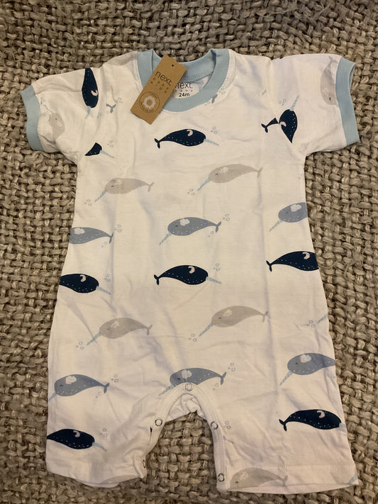 Next Baby Whale Print Romper